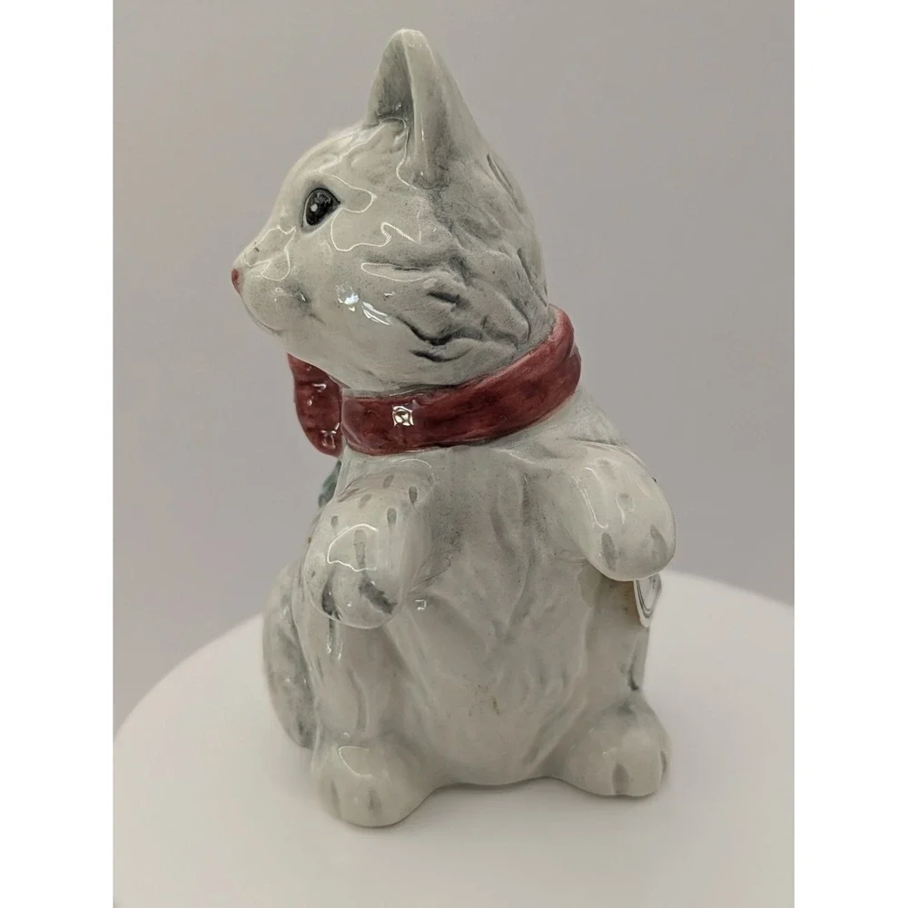 Vintage Fitz‎ & Floyd Dog & Cat Salt Pepper Shakers on Sleigh 1995